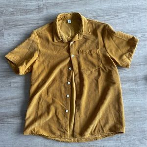Corduroy button up t shirt - Mustard yellow